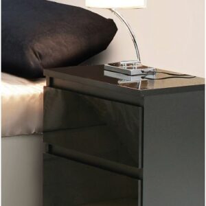 LOUISE 2 DRAWER BLACK GLOSS BEDSIDE
