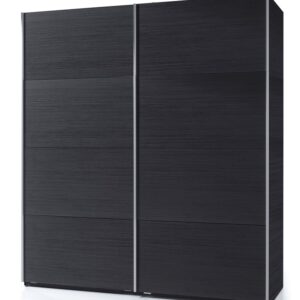 MADRID 2 DOOR SLIDING BLACK ASK EFFECT WARDROBE 180CM WHITE