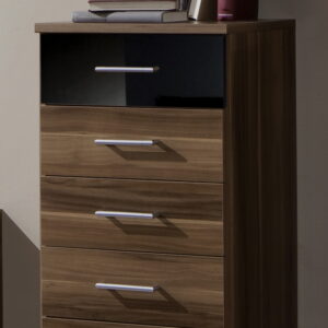 MILANO BLACK AND WALNUT  6 DRAWER NARROW CHEST