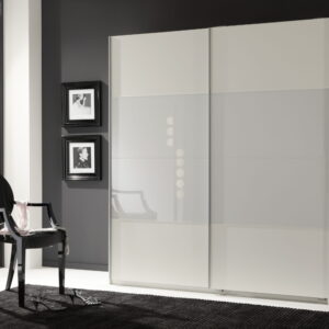 MUNICH 2 DOOR SLIDING WARDROBE WHITE AND WHITE GLASS
