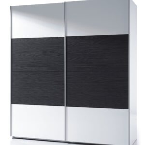 MADRID 2 DOOR SLIDING BLACK WOOD & WHITE GLOSS WARDROBE 180CM