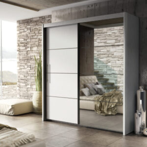 CARLO 2 DOOR SLIDER MATT WHITE WARDROBE 200CM P4RU41120