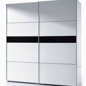 MADRID 2 DOOR SLIDING BLACK LINE WHITE GLOSS WARDROBE 180CM