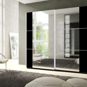 MEMPHIS LARGE MIRRORED SLIDING WARDROBE BLACK