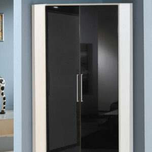 MILANO BLACK GLOSS 2 DOOR CORNER WARDROBE GLOSS DOORS