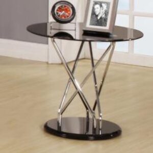 Uplands Glass Lamp Table Chrome & Black