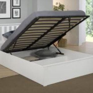 Zoe Storage King Size Bed Solid Rubberwood White