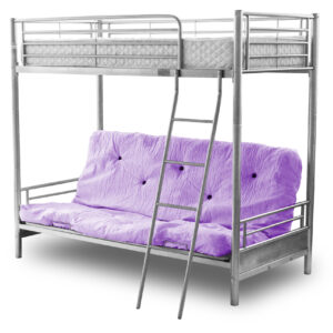 Alaska Futon Bunk Bed Silver steel with Futon Double mattress