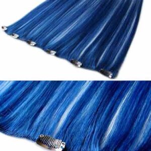 I&K Clip In Human Hair Extensions – Quick Length Piece-Blue